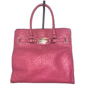 Ostrich embossed leather tote bag